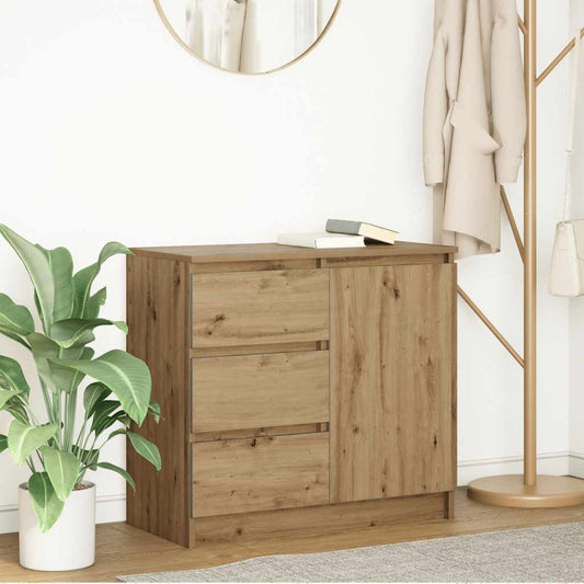 Sideboard with drawer Artisan Oak 71x35x65 cm processed wood