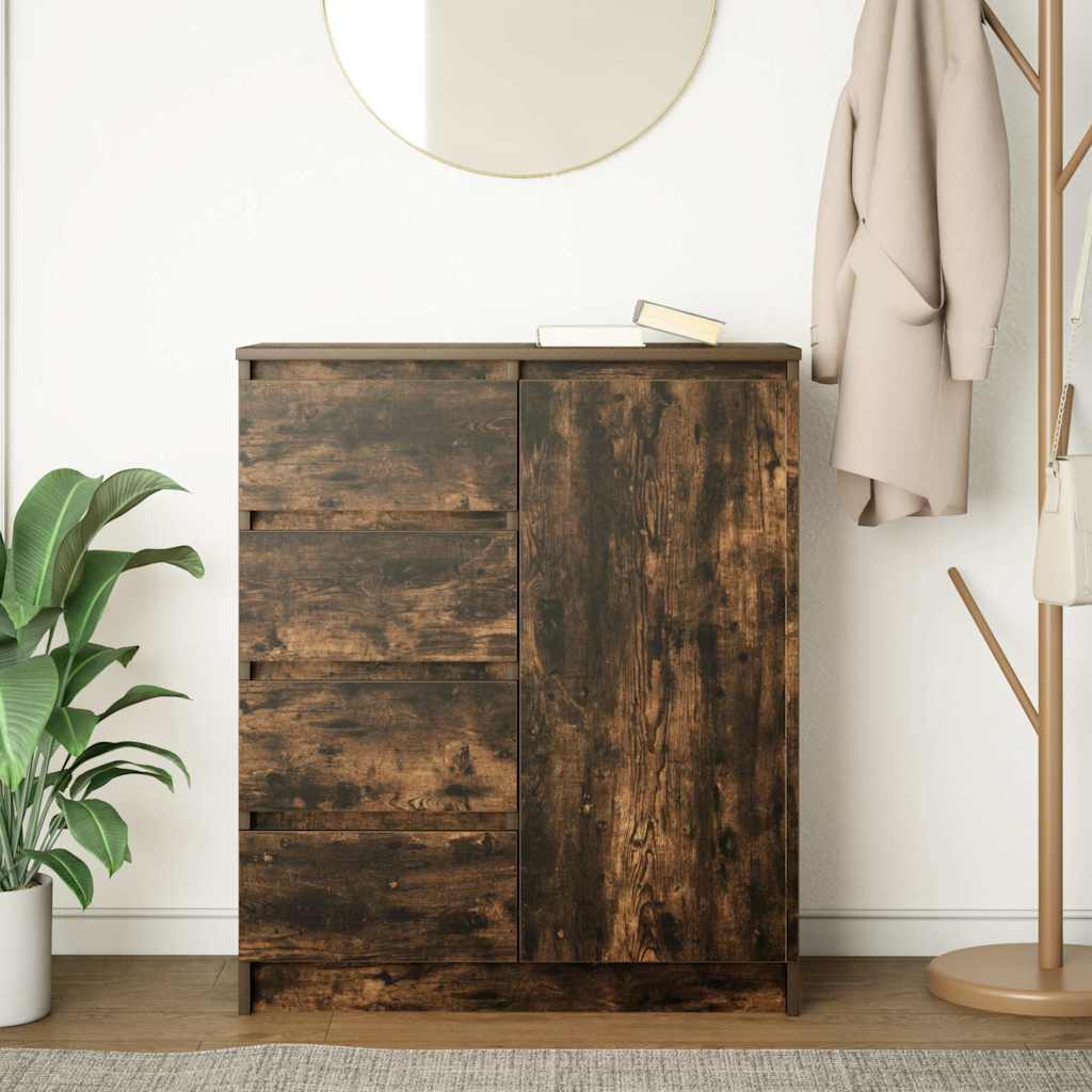 Sideboard with drawers Smoked oak 71x35x84 cm Processed wood