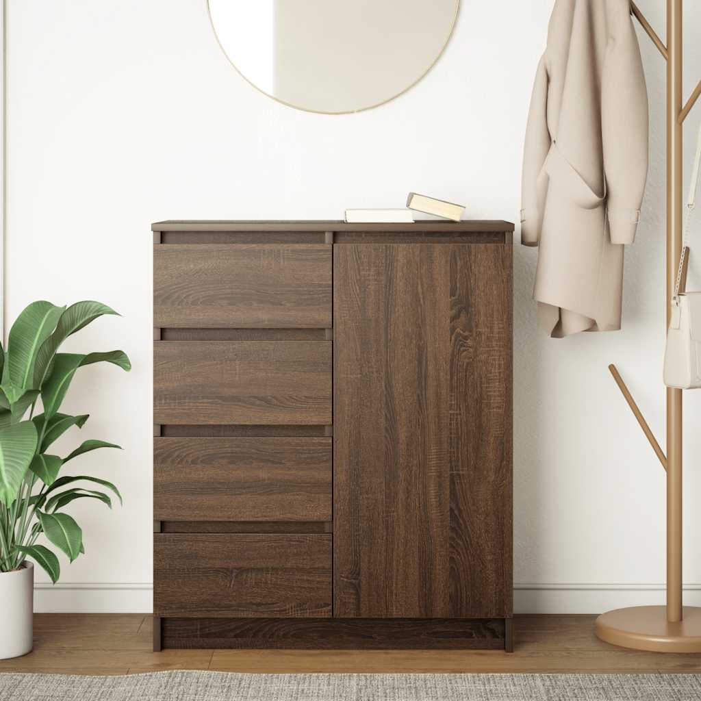 Sideboard with drawers Brown oak 71x35x84 cm Processed wood