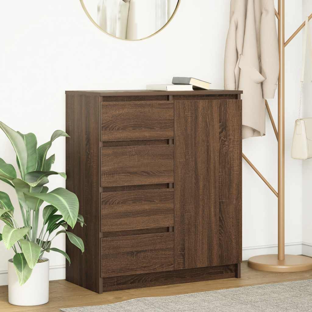 Sideboard with drawers Brown oak 71x35x84 cm Processed wood