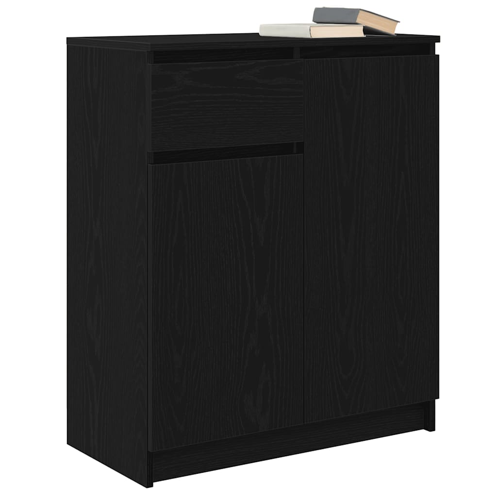 Sideboard with drawer Black oak 71x35x84 cm Processed wood