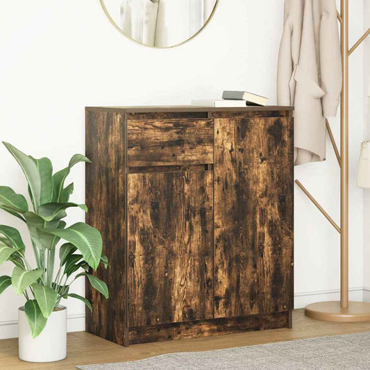 Sideboard with drawer smoked oak 71x35x84 cm laminated wood