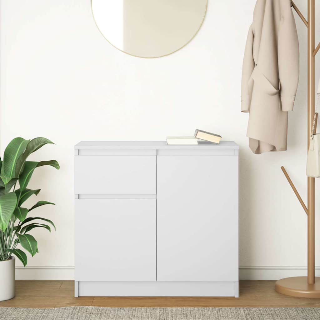 White sideboard with drawer 71x35x65 cm made of processed wood