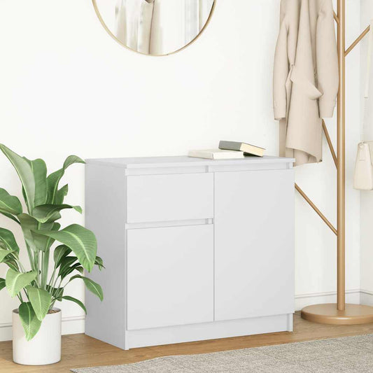 White sideboard with drawer 71x35x65 cm made of processed wood