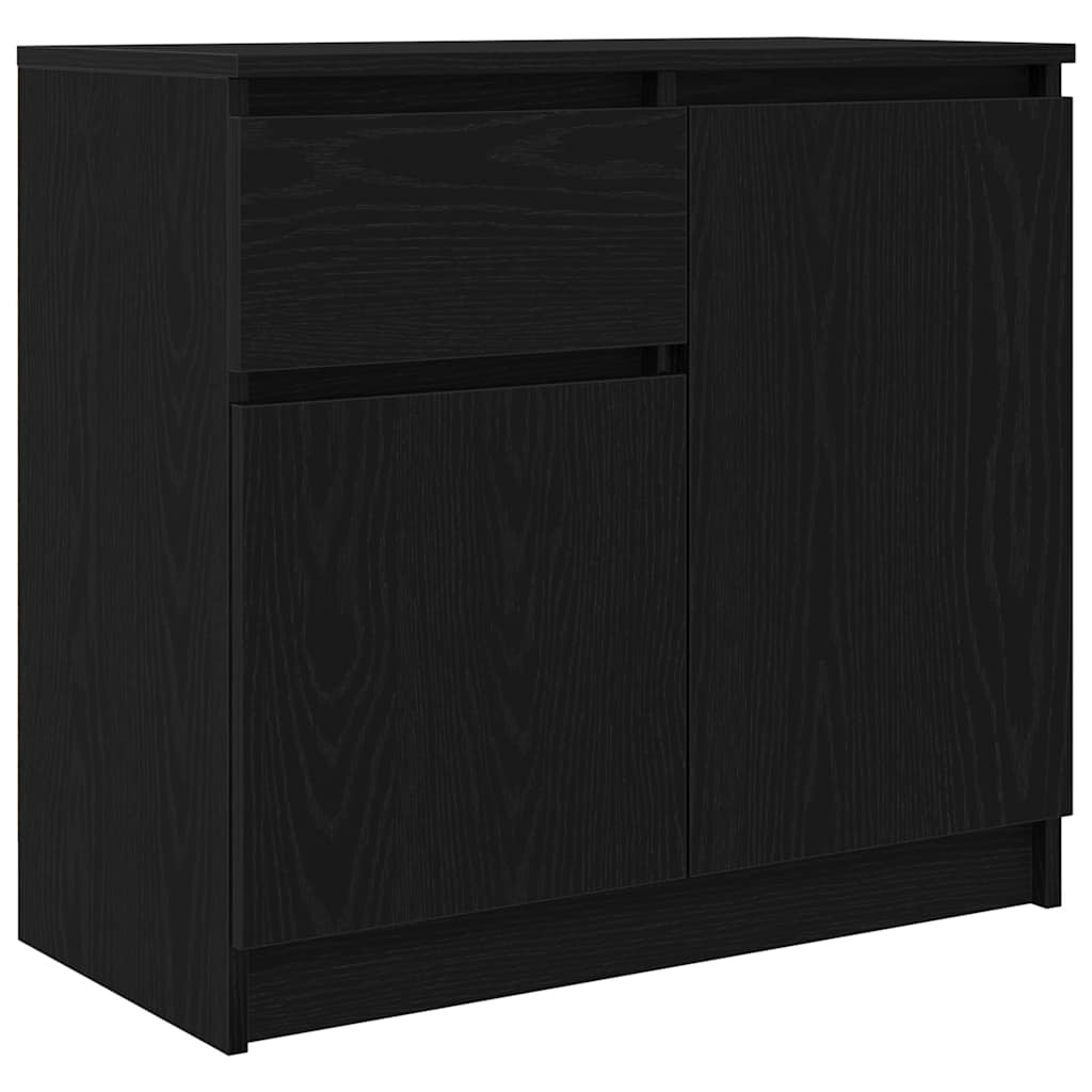 Sideboard with drawer Black oak 71x35x65 cm Processed wood