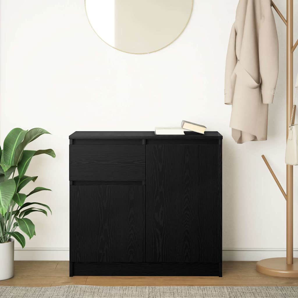 Sideboard with drawer Black oak 71x35x65 cm Processed wood