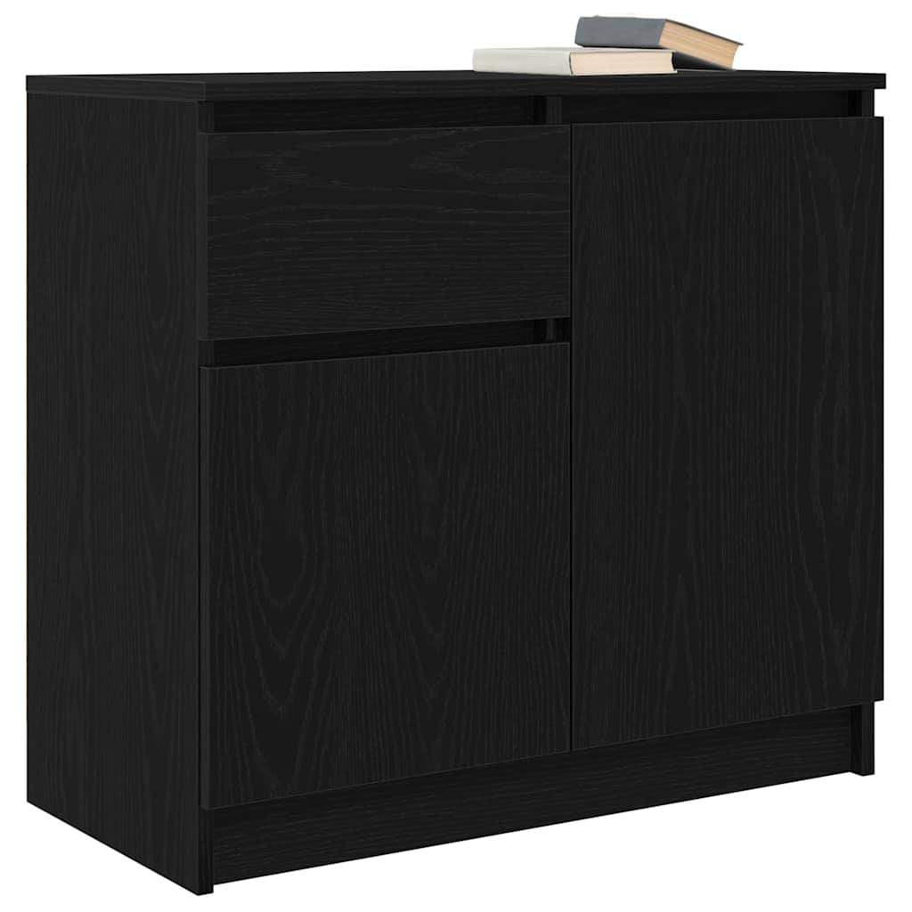 Sideboard with drawer Black oak 71x35x65 cm Processed wood