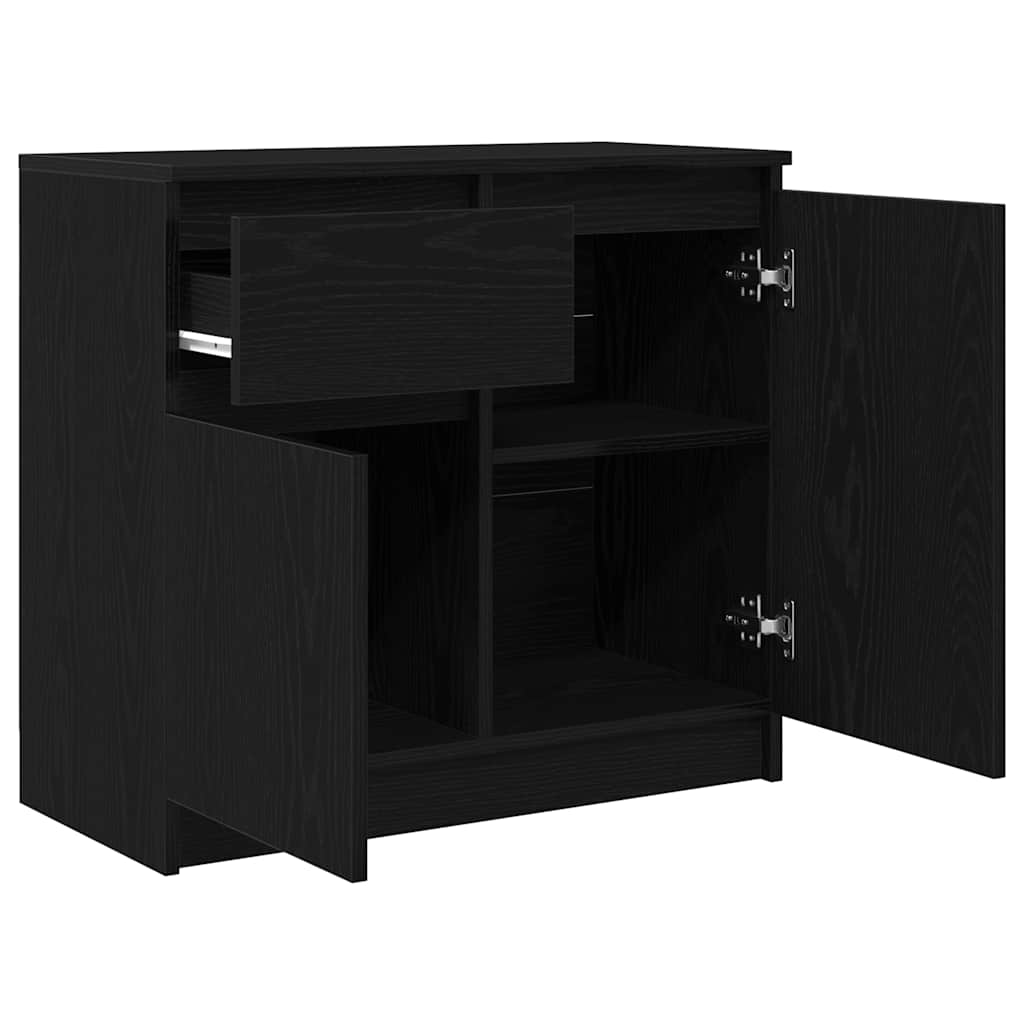 Sideboard with drawer Black oak 71x35x65 cm Processed wood