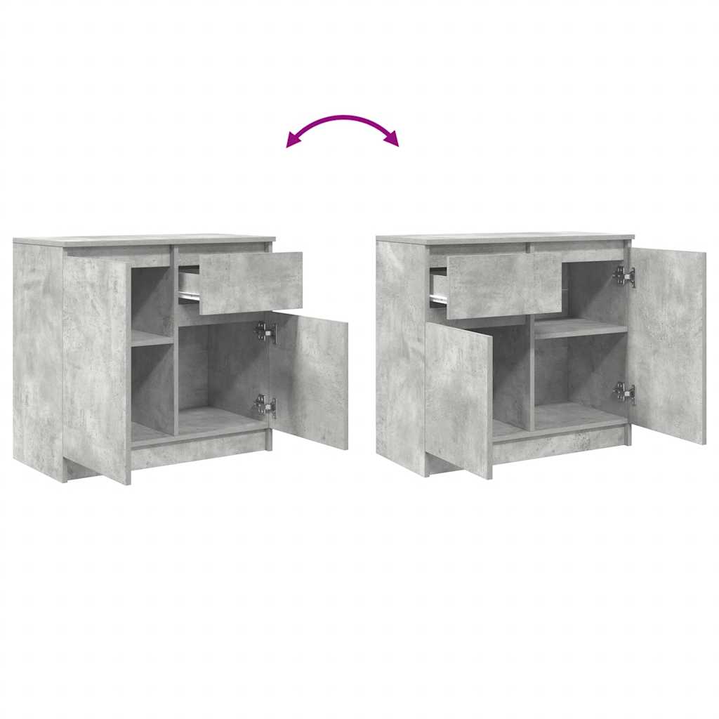 Sideboard with drawer Concrete gray 71x35x65 cm Processed wood