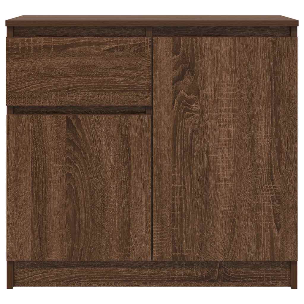 Sideboard with drawer Brown oak 71x35x65 cm Processed wood