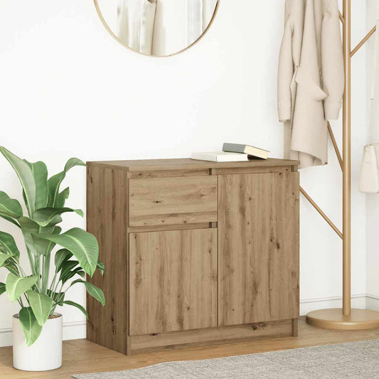 Sideboard with drawer Artisan Oak 71x35x65 cm processed wood