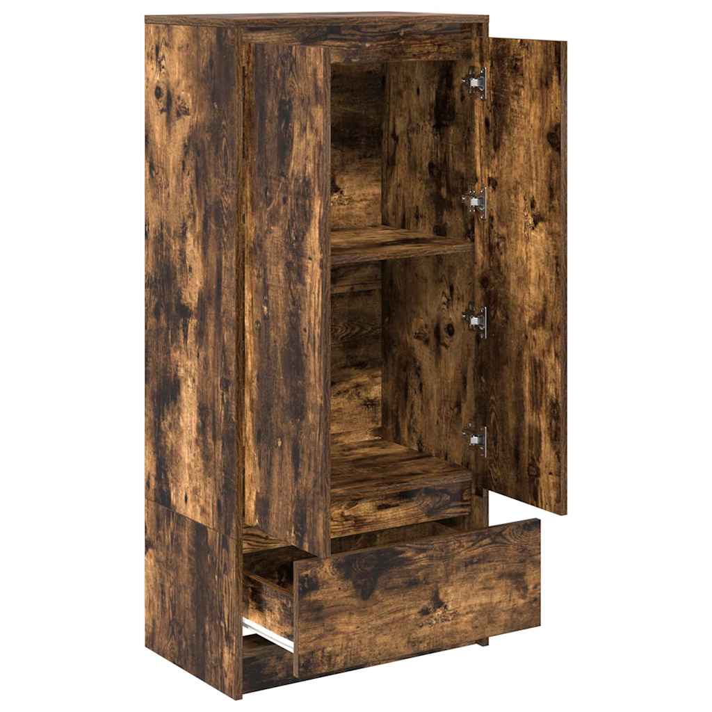 Smoked oak drawer cabinet 55.5x34x119.5 cm Processed wood