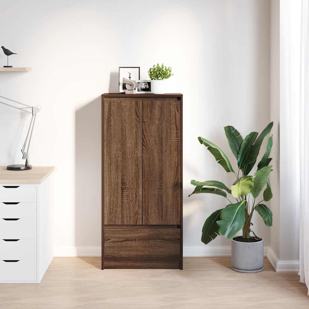 Chest of drawers, brown oak, 55.5x34x119.5 cm, processed wood