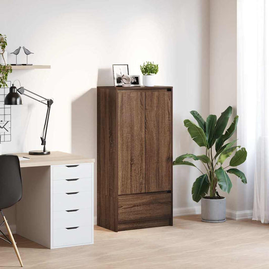 Chest of drawers, brown oak, 55.5x34x119.5 cm, processed wood