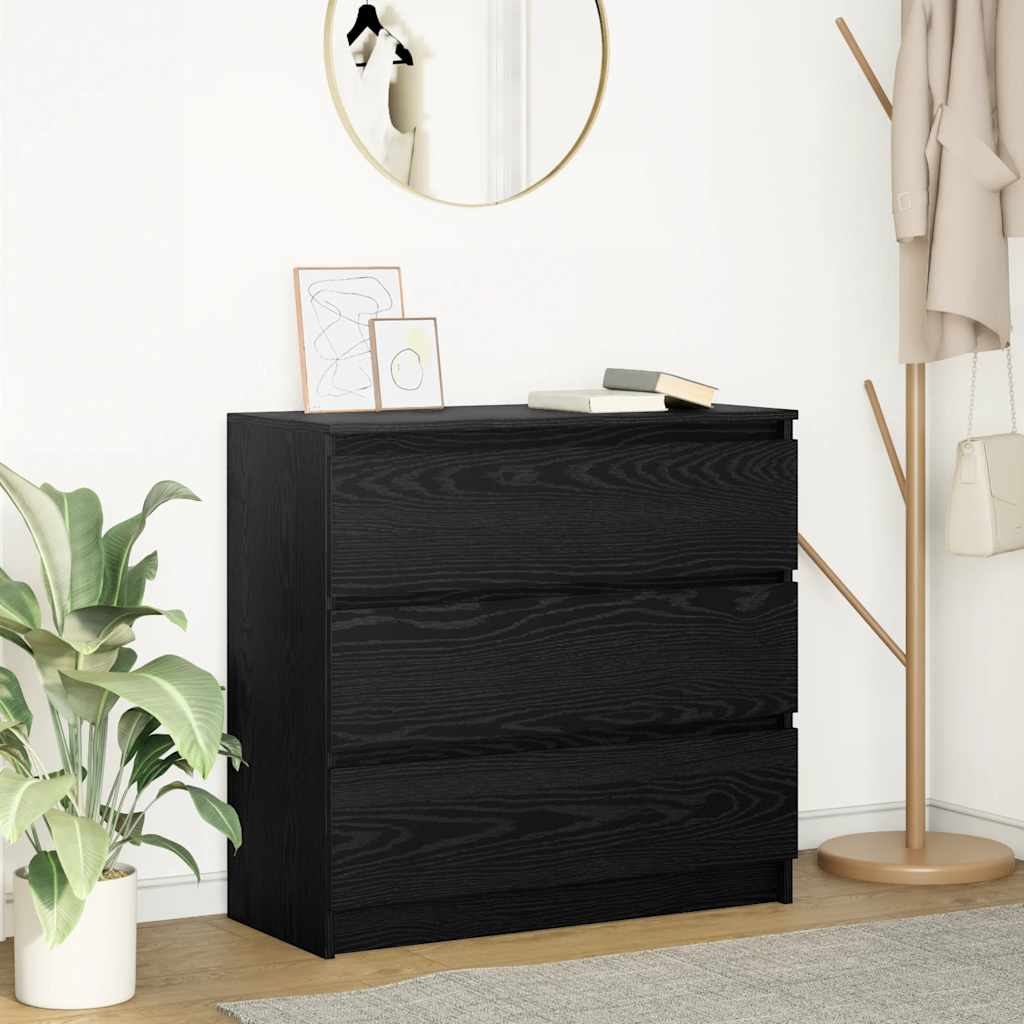 Sideboard Black Oak 80x35x76 cm Processed wood