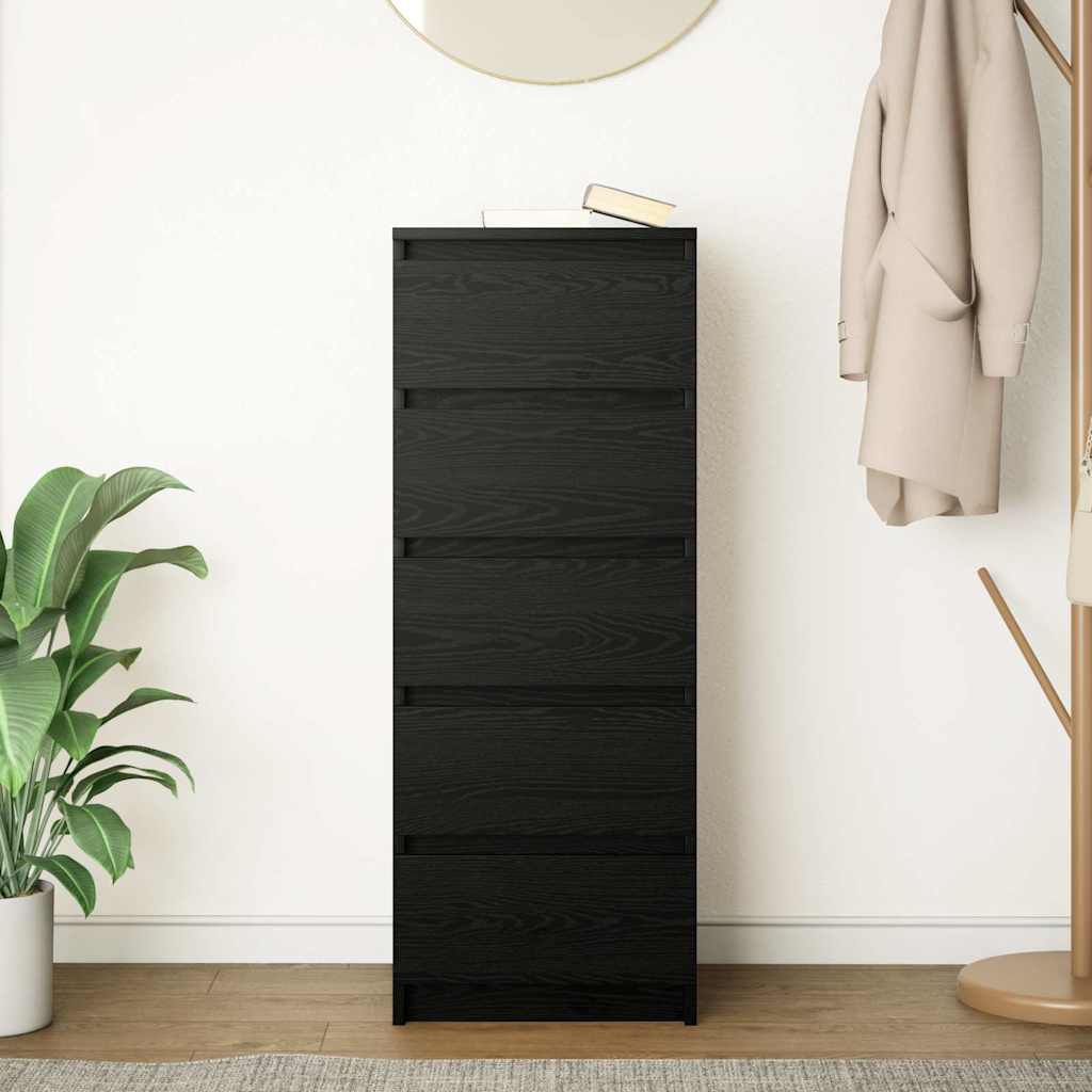 Sideboard with drawers Black oak 37.5x35x99 cm Processed wood