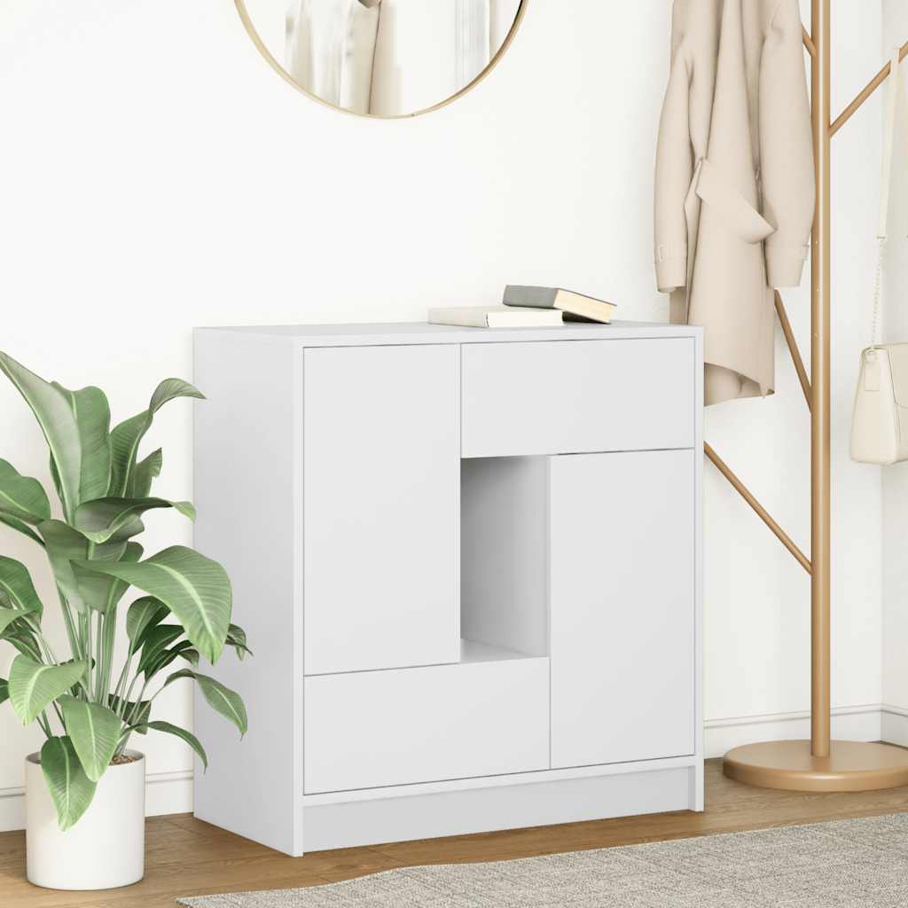 Sideboard with drawers and doors white 70.5x34x74.5 cm