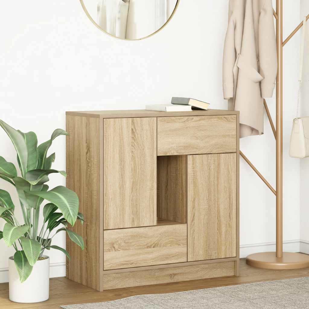 Sideboard with drawers and doors Sonoma Oak 70.5x34x74.5 cm