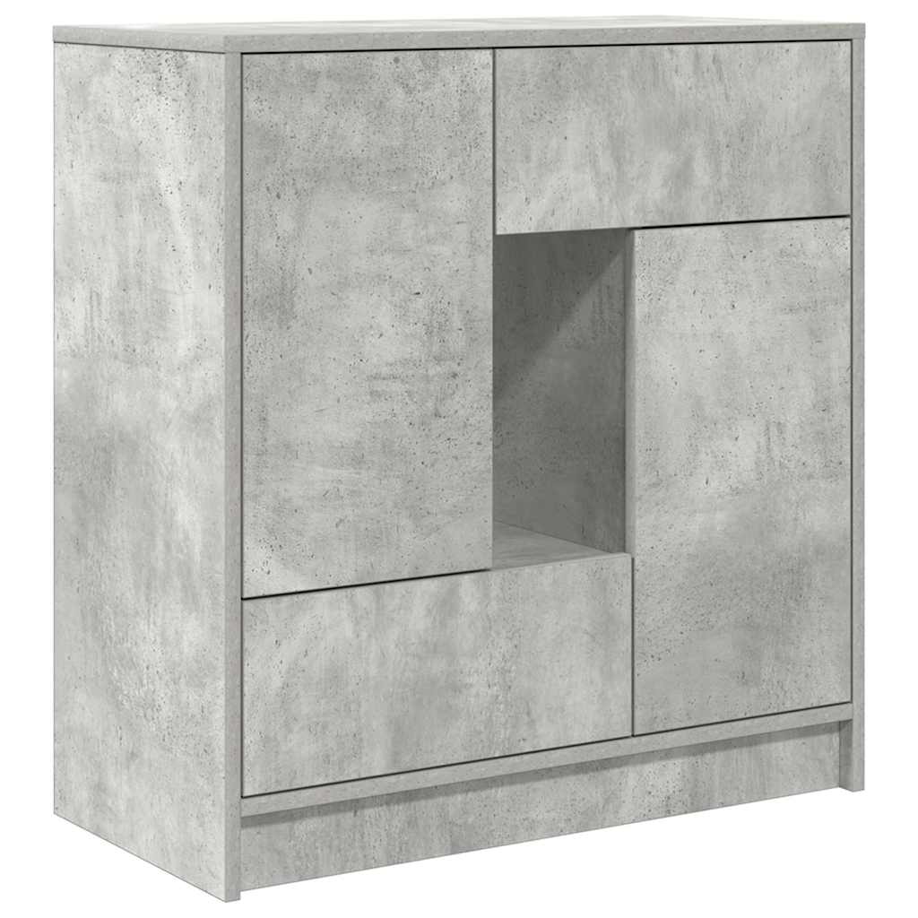 Sideboard with drawers and doors Concrete gray 70.5x34x74.5 cm