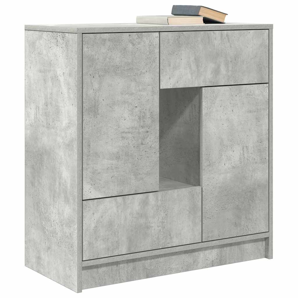 Sideboard with drawers and doors Concrete gray 70.5x34x74.5 cm