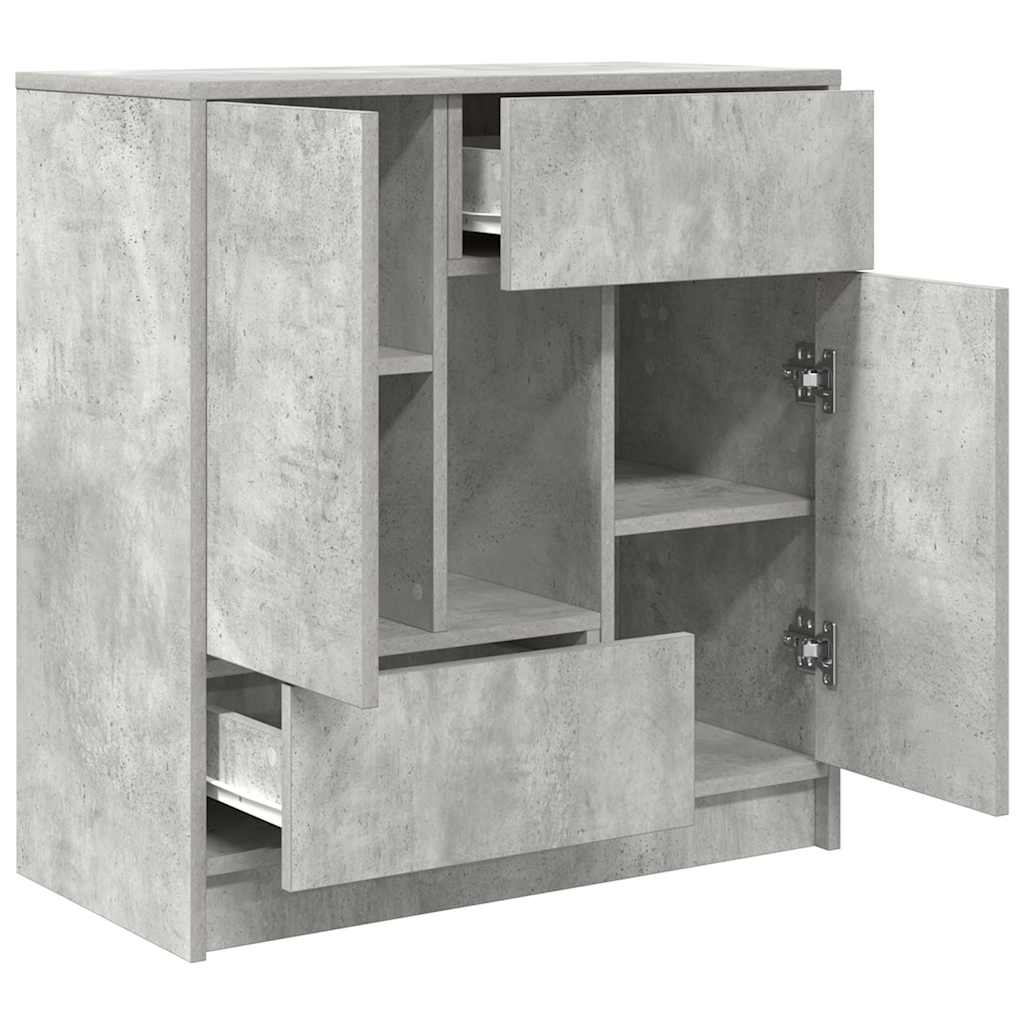 Sideboard with drawers and doors Concrete gray 70.5x34x74.5 cm