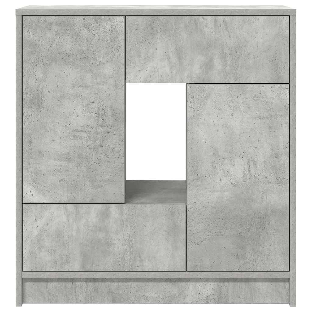 Sideboard with drawers and doors Concrete gray 70.5x34x74.5 cm