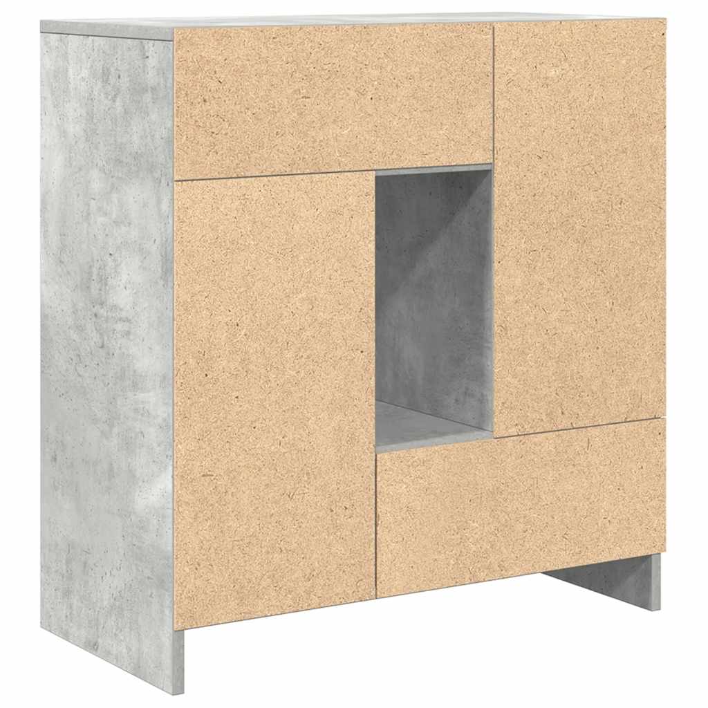 Sideboard with drawers and doors Concrete gray 70.5x34x74.5 cm