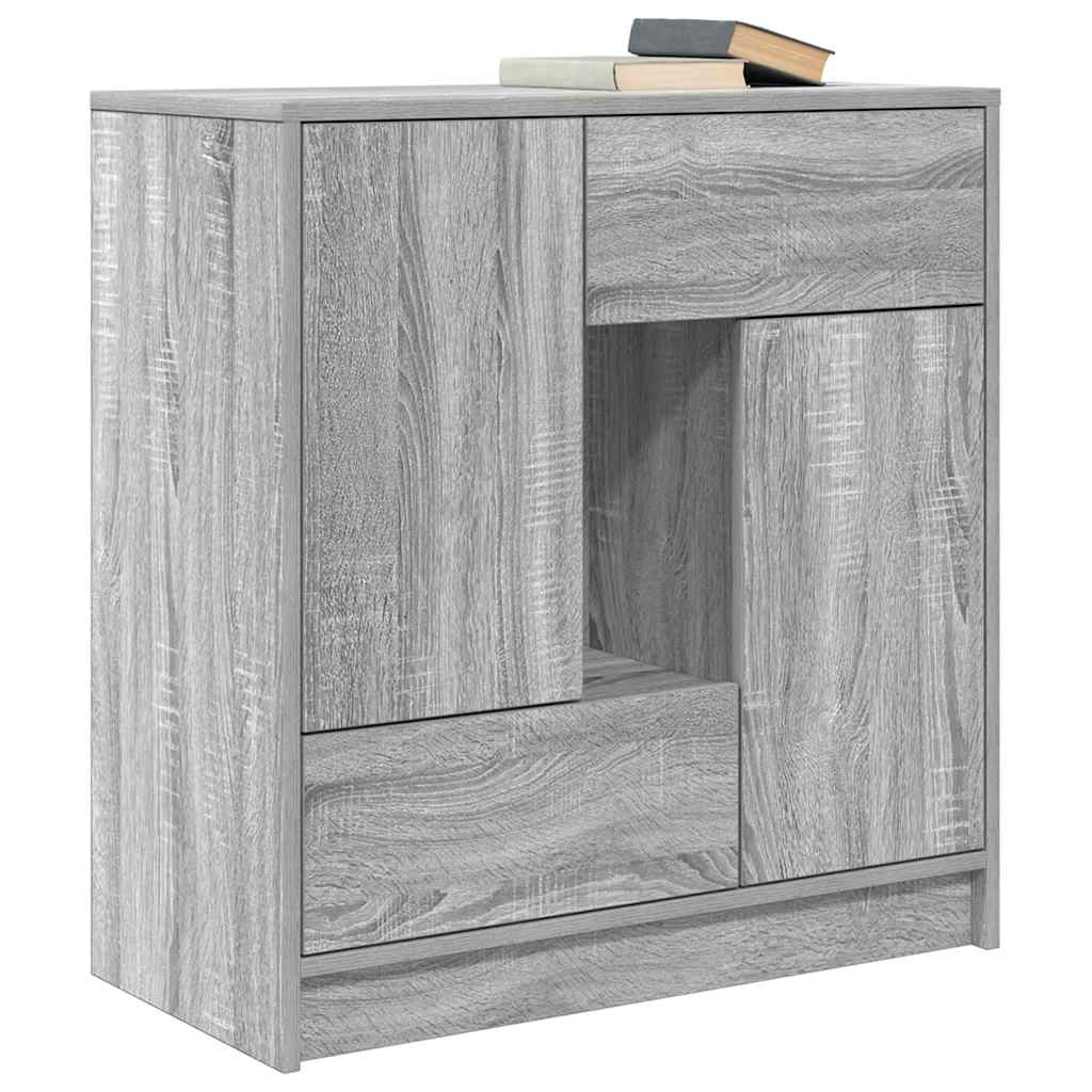 Sideboard with drawers and doors Sonoma Grey 70.5x34x74.5 cm