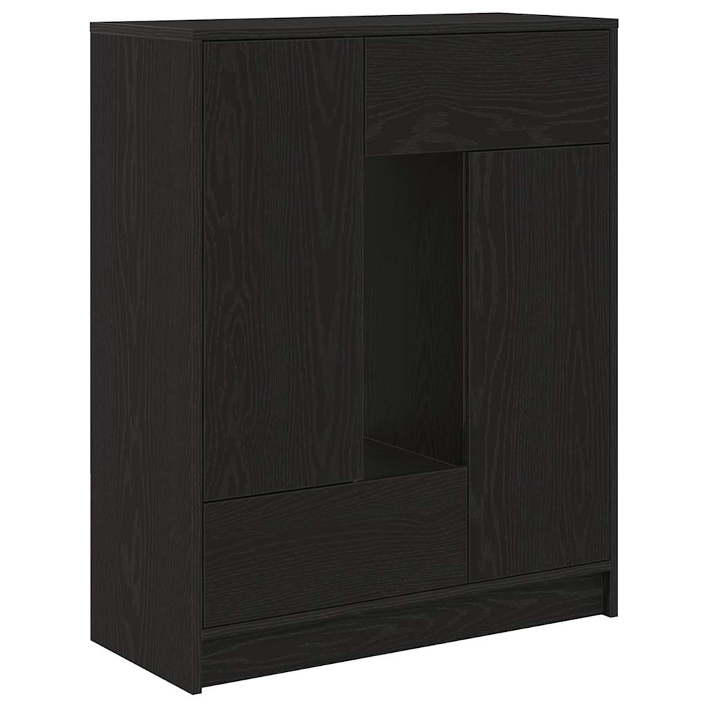 Sideboard with drawers and doors Black oak 73x31x90 cm