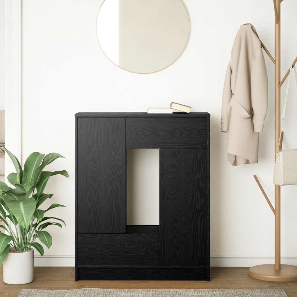 Sideboard with drawers and doors Black oak 73x31x90 cm