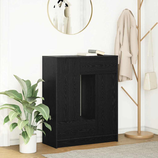 Sideboard with drawers and doors Black oak 73x31x90 cm