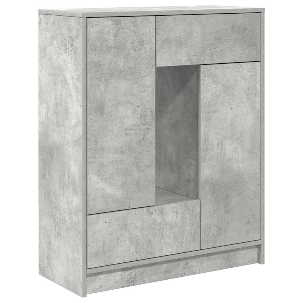 Sideboard with drawers and doors Concrete gray 73x31x90 cm