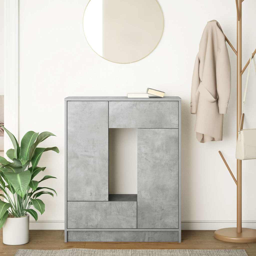 Sideboard with drawers and doors Concrete gray 73x31x90 cm