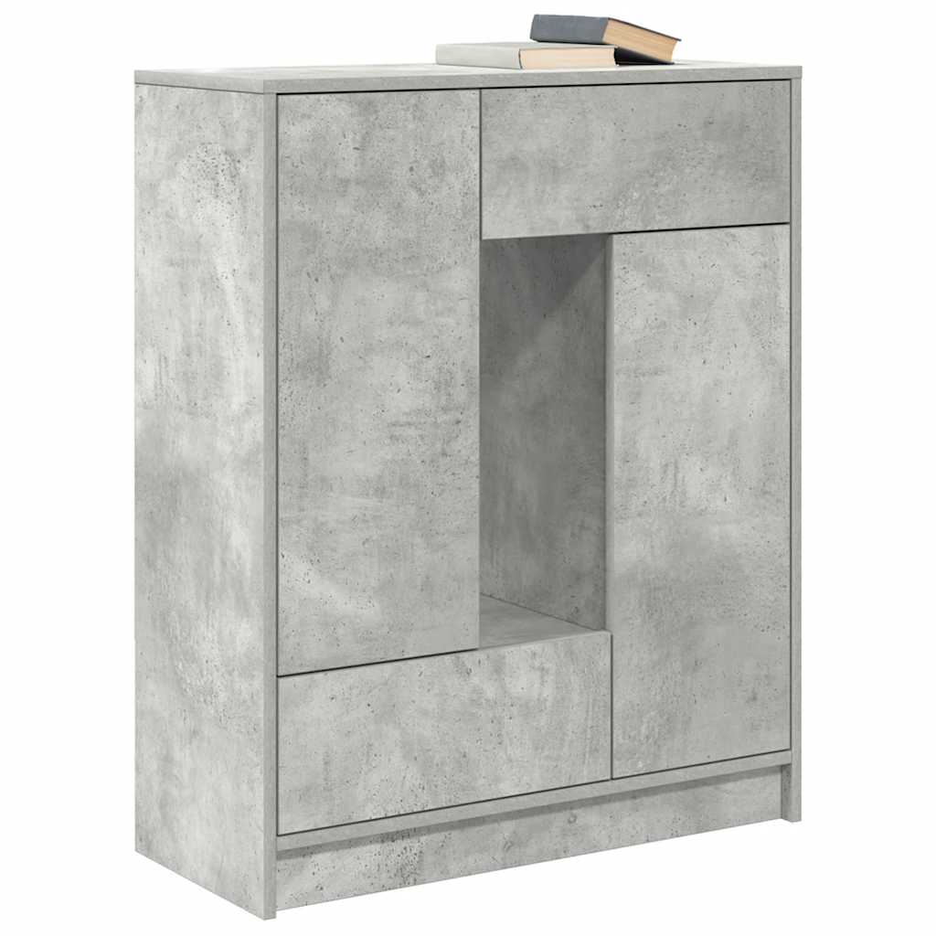 Sideboard with drawers and doors Concrete gray 73x31x90 cm