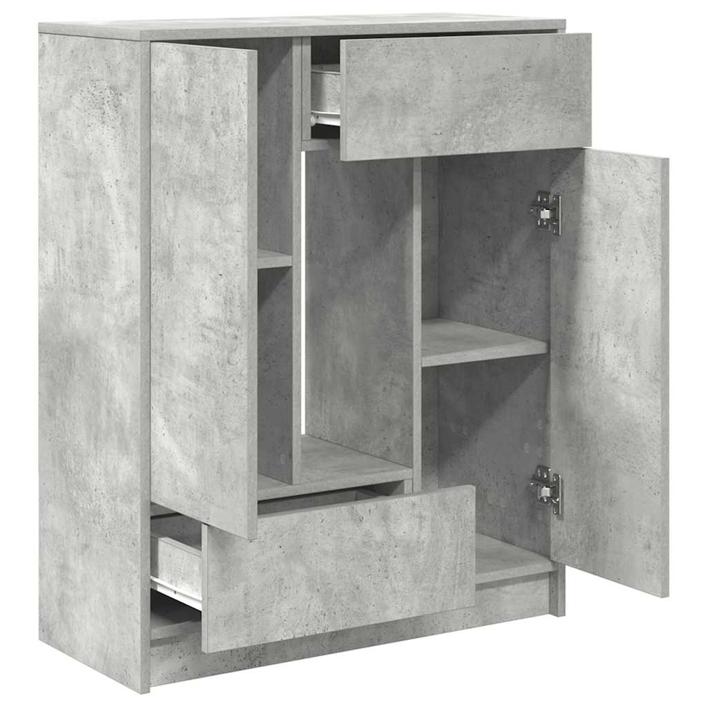 Sideboard with drawers and doors Concrete gray 73x31x90 cm