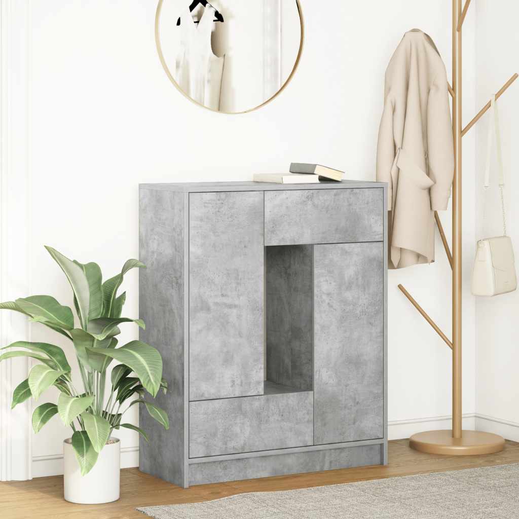 Sideboard with drawers and doors Concrete gray 73x31x90 cm