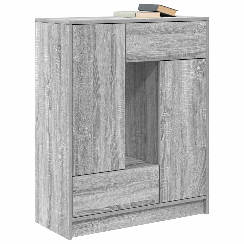 Sideboard with drawers and doors Sonoma Grey 73x31x90 cm