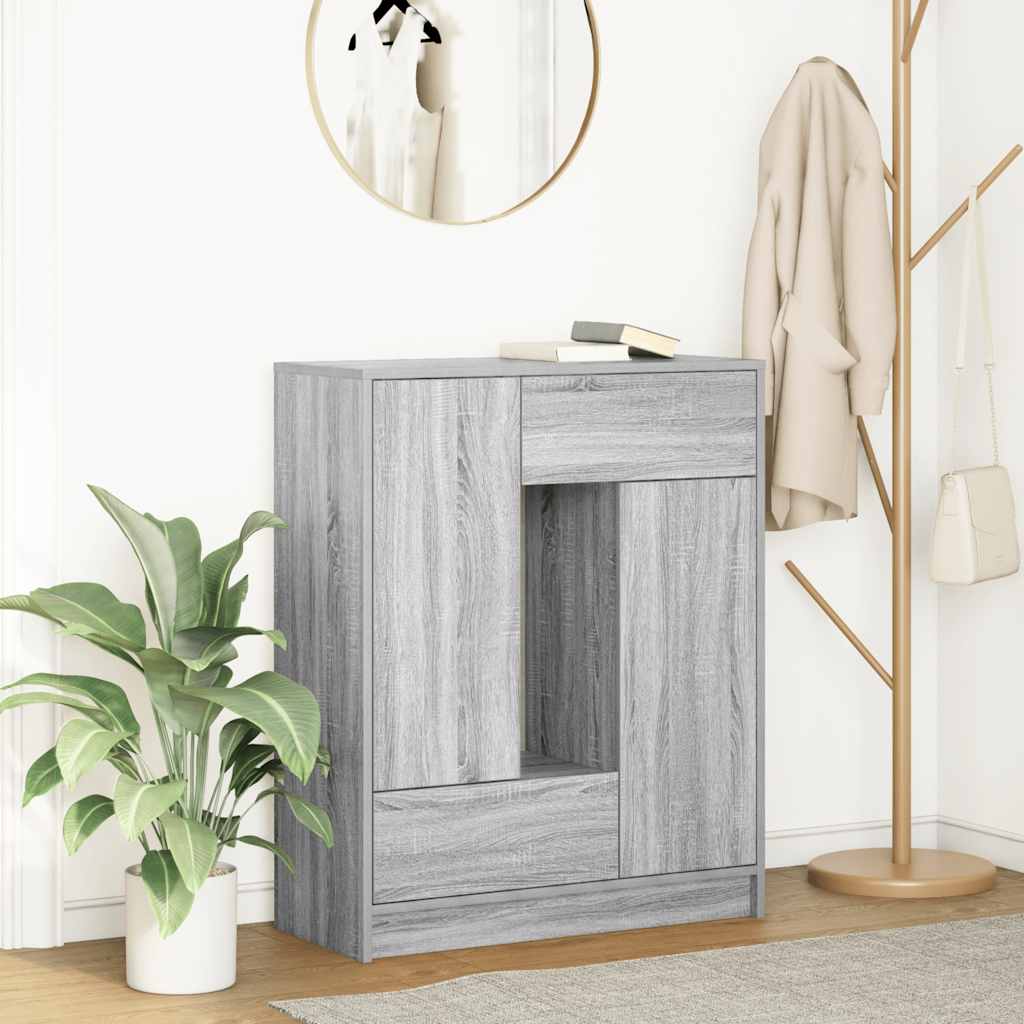 Sideboard with drawers and doors Sonoma Grey 73x31x90 cm