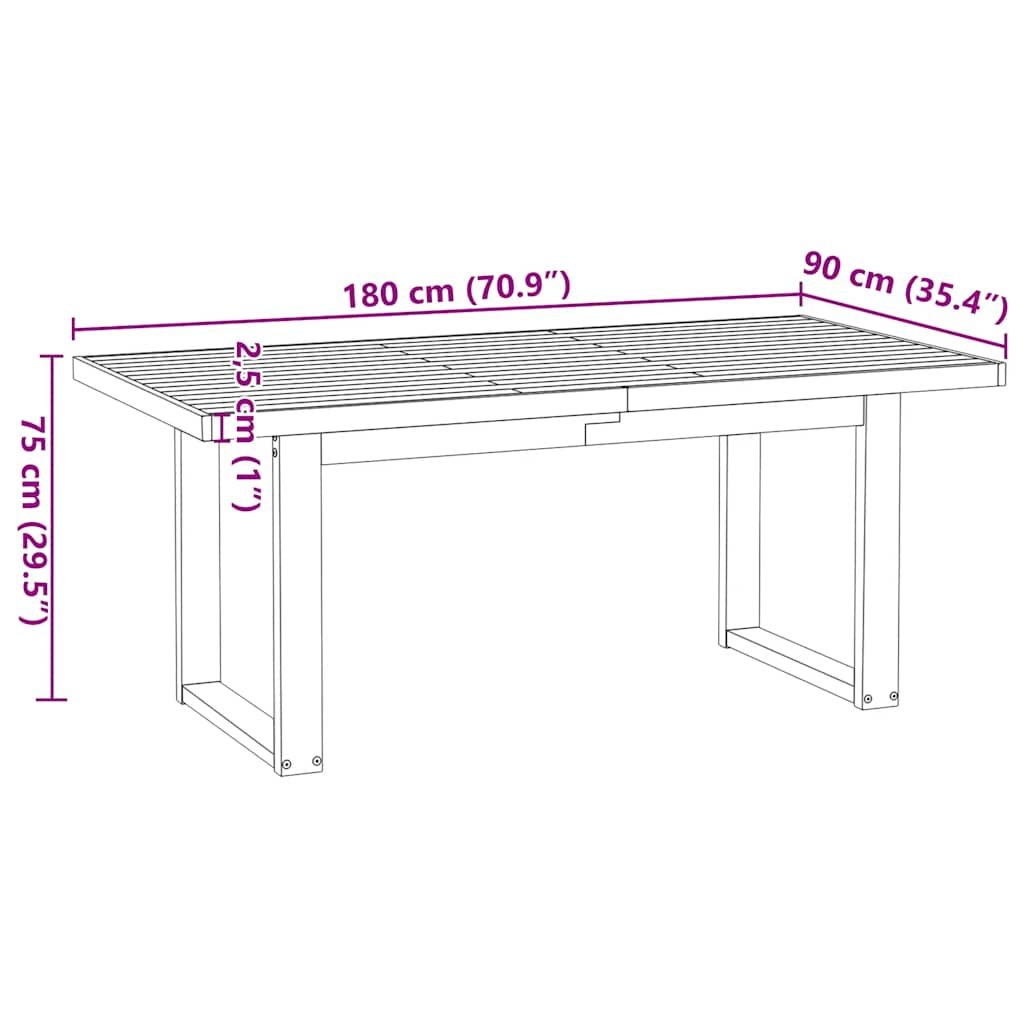 NOAIN dining table U-shaped legs solid pine wood