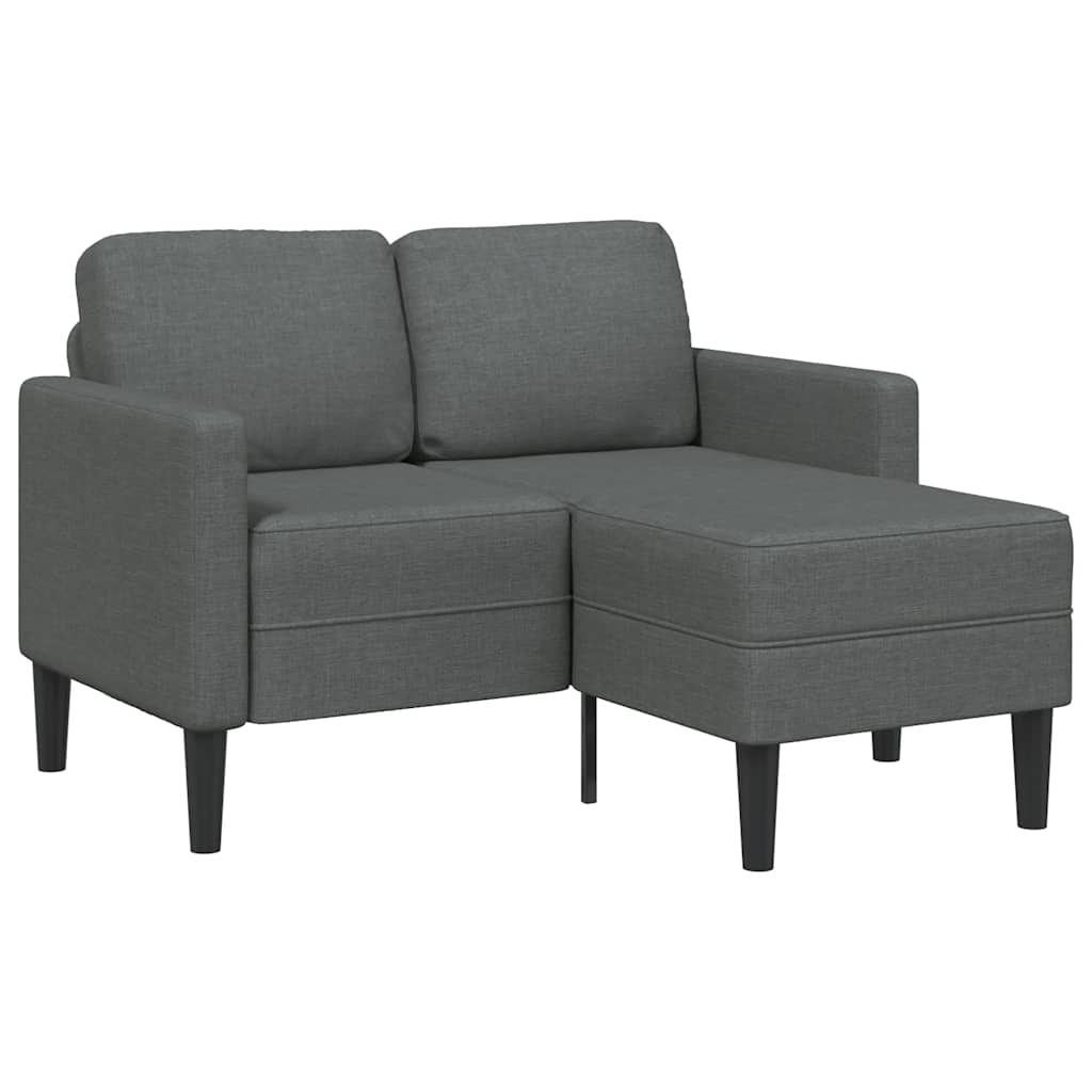 2-seater sofa with chaise longue in L-shape, dark grey fabric