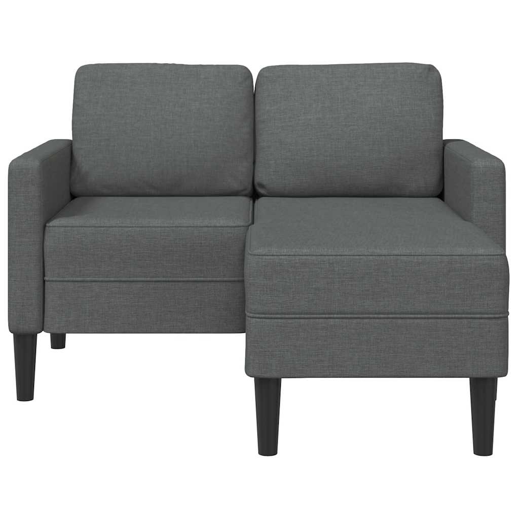 2-seater sofa with chaise longue in L-shape, dark grey fabric