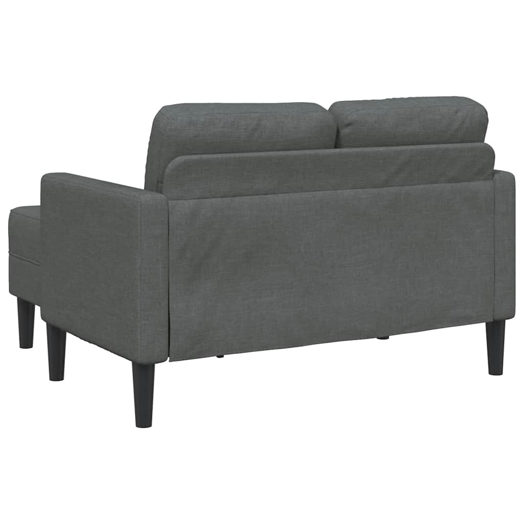 2-seater sofa with chaise longue in L-shape, dark grey fabric