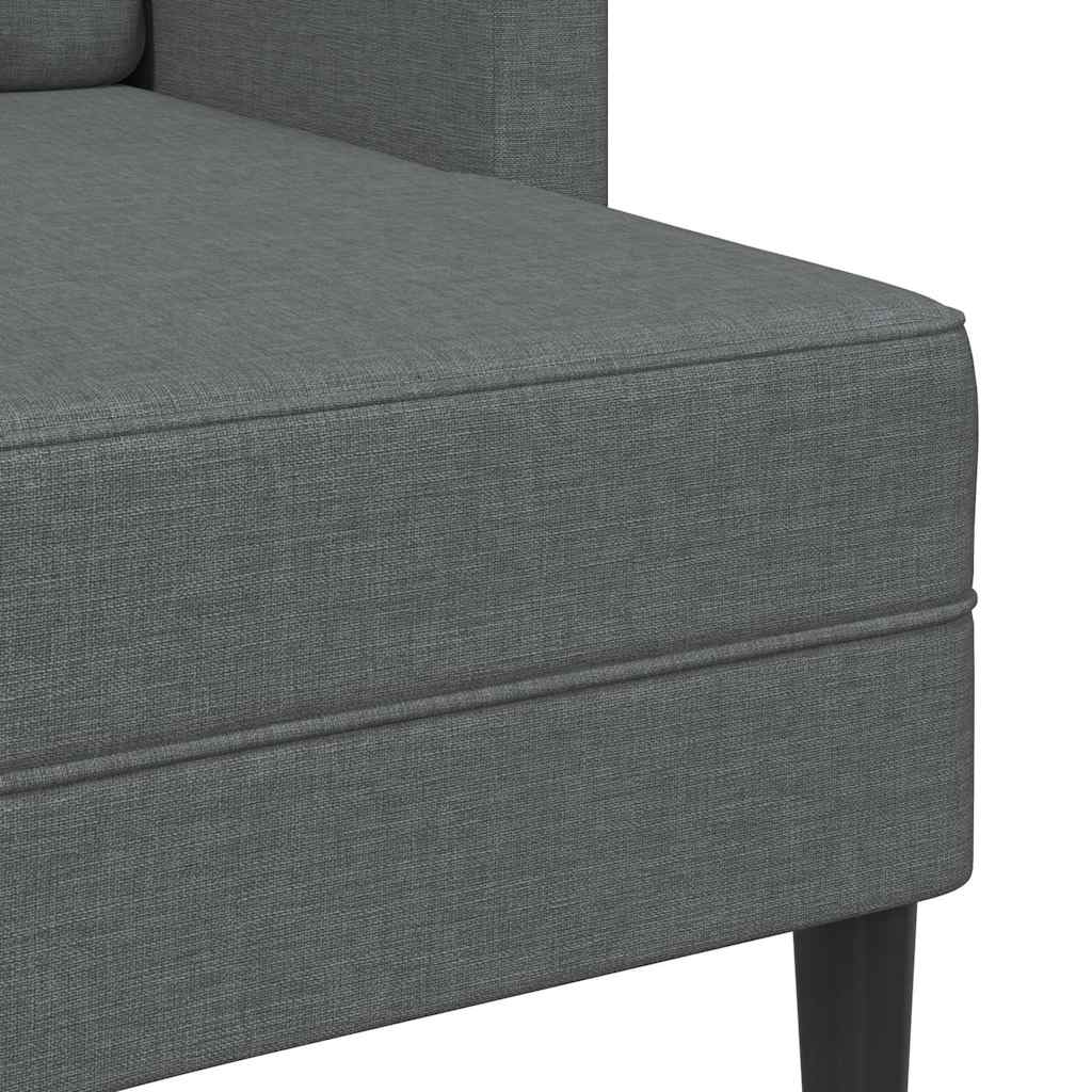 2-seater sofa with chaise longue in L-shape, dark grey fabric