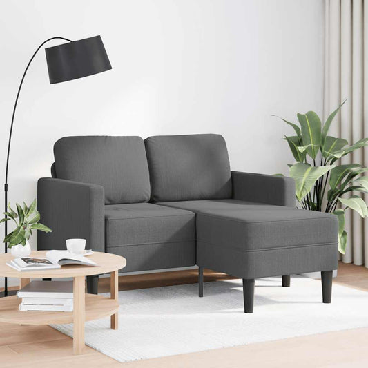 2-seater sofa with chaise longue in L-shape, dark grey fabric