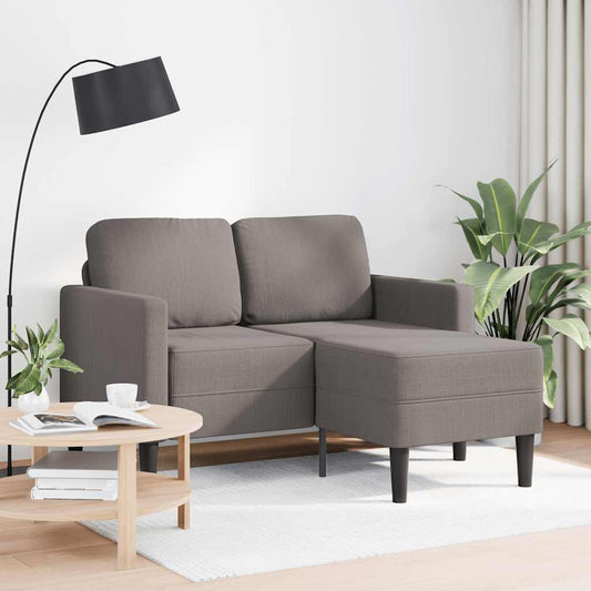 2-seater sofa with L-shaped chaise longue, taupe, 125 cm