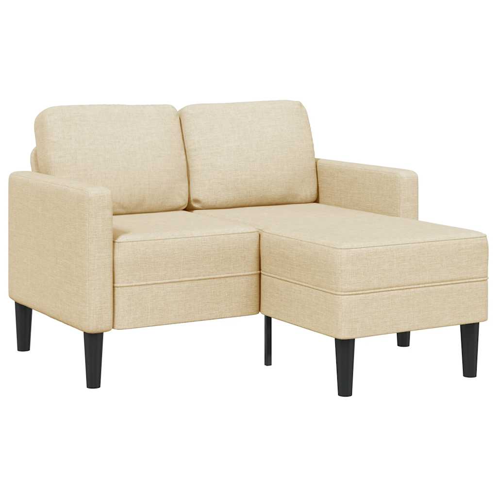 2-seater sofa with L-shaped chaise longue, cream fabric 125 cm