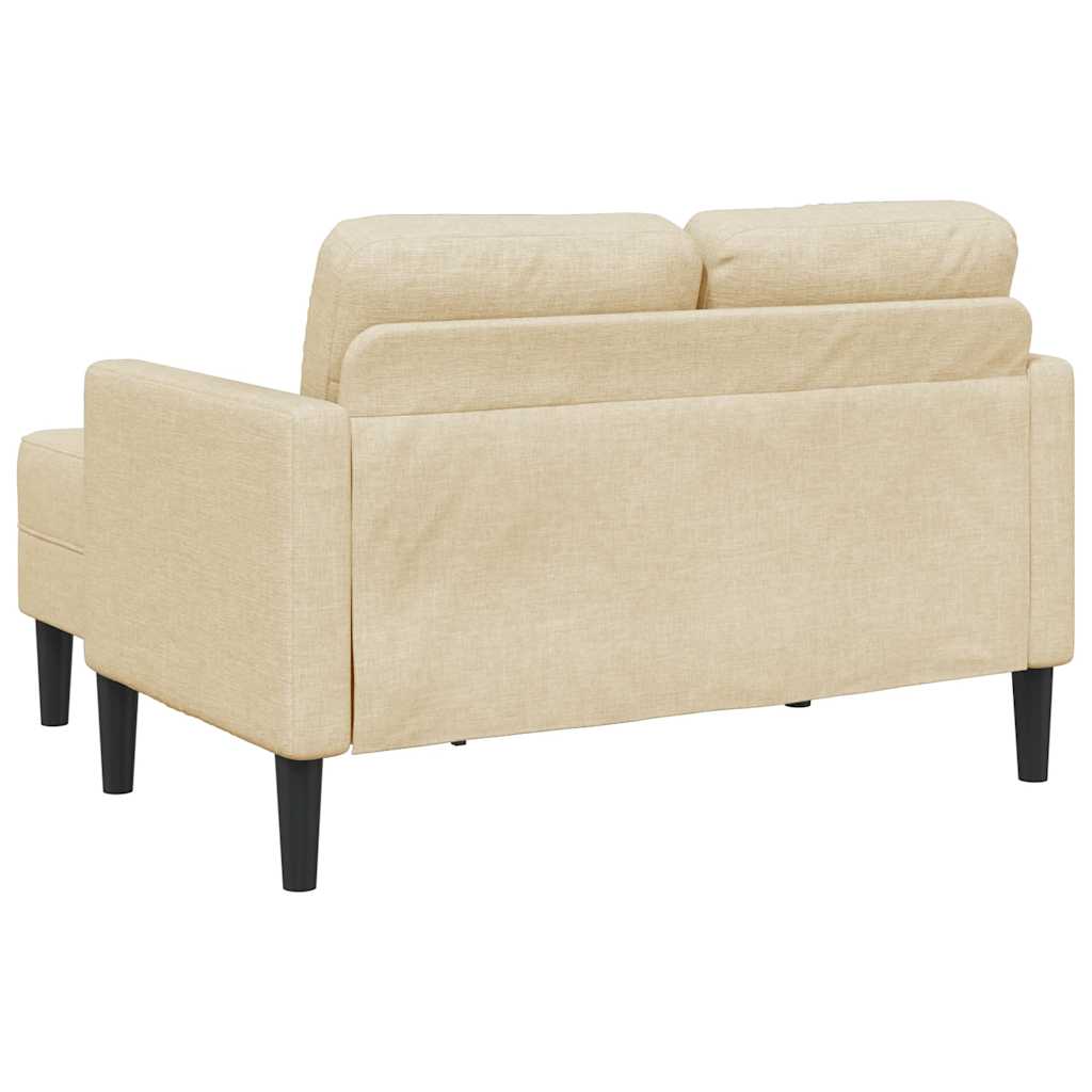 2-seater sofa with L-shaped chaise longue, cream fabric 125 cm