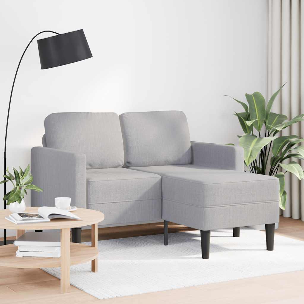 2-seater sofa with chaise longue in L shape, cloud grey, 125 cm, textile