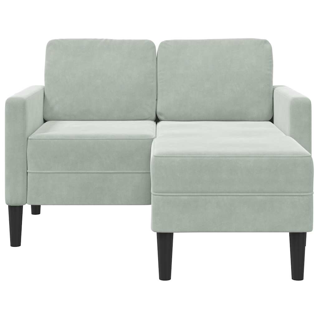 2-seater sofa with chaise longue L-shaped light grey 125 cm