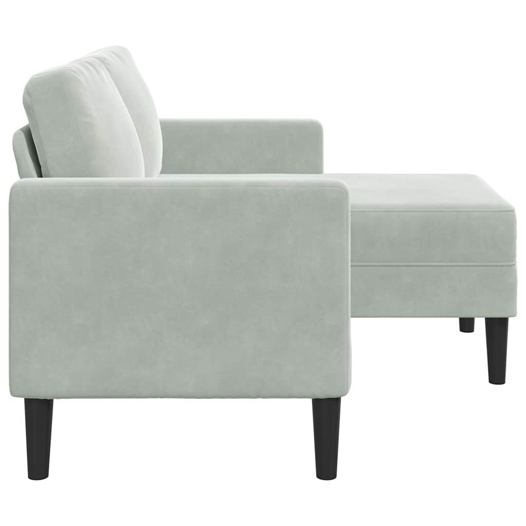 2-seater sofa with chaise longue L-shaped light grey 125 cm